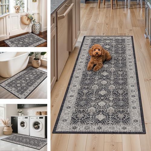Washable 4-Piece Kitchen Floor Mats: Farmhouse Non-Slip Kitchen Sink Rug Easy Clean Water-Resistant Runners for Hallway