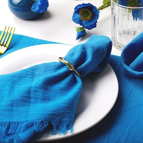 wonlex Gold Napkin Rings Set of 12, Elegant Modern Napkin Ring Buckles Cute Brushed Napkin Rings Serviette Napkin Holder Ring for Weddings Dinner Engagement Party Table (Infinity Knot-Gold)