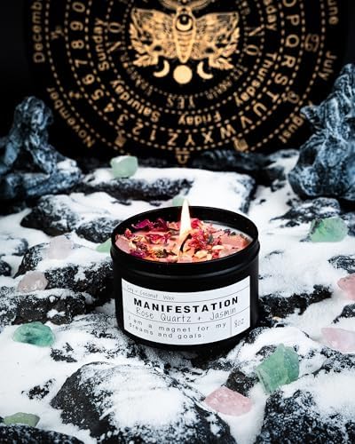 Crystal Soy Candles, Handmade Wishing Gifts, Wishing Law of Attraction, Moon Magic, Birthday Candle Gifts.