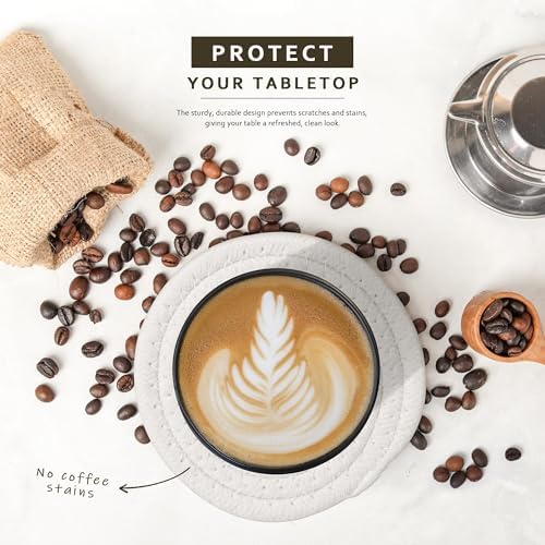 Lazebox Coasters Set of 8 for Drinks, 4 Inch Large Coasters for Coffee Table, Tabletop Protection for Hot & Cold