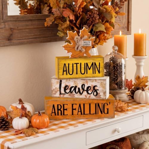 Lineshading 4 Pcs Fall Table Decorations Wooden Autumn Maple Leaf Decor