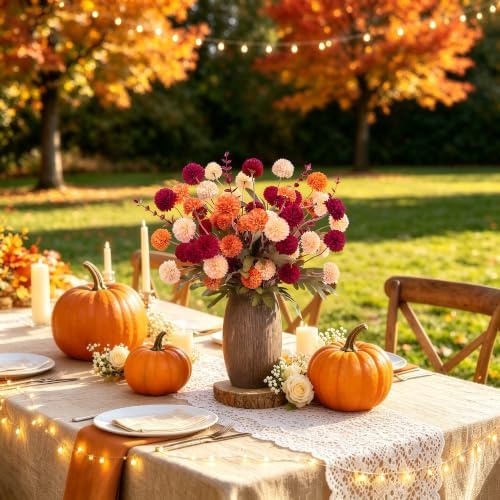 16Pcs Fall Flowers Artificial for Decorations Fake Mums Fall Decor for Home