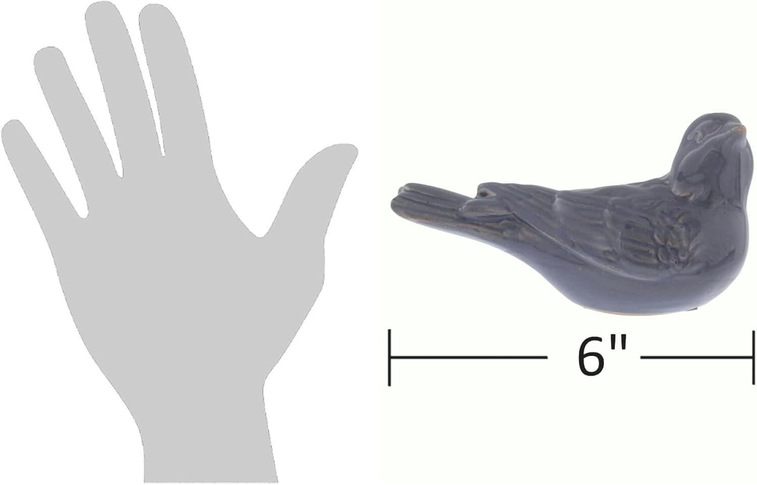 Ceramic Bird Figurine Gray Songbird / Blue