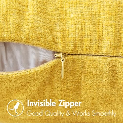 MIULEE Soft Chenille Lumbar Throw Pillow Covers Yellow 12x20 Pack of 2