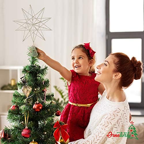 Glitter Star Christmas Tree Topper - 3-D Star Decor Ornament Decoration 13"