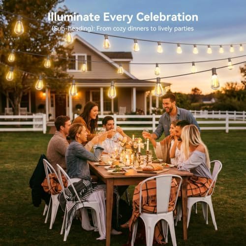 200FT LED Outdoor String Lights with 60+2 Edison Shatterproof Waterproof Bulbs, 2700K Commercial Grade Patio Lights