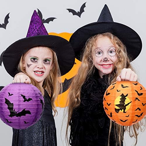 Mudder 12 Pcs Halloween Pumpkin Paper Lanterns 8 Inch Hanging Decor