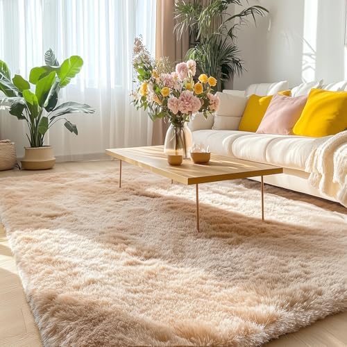 OLANLY 5x12 Machine Washable Large Area Rugs for Living Room, Bedroom, Soft Fluffy Shaggy Bedside Rug, Indoor Floor