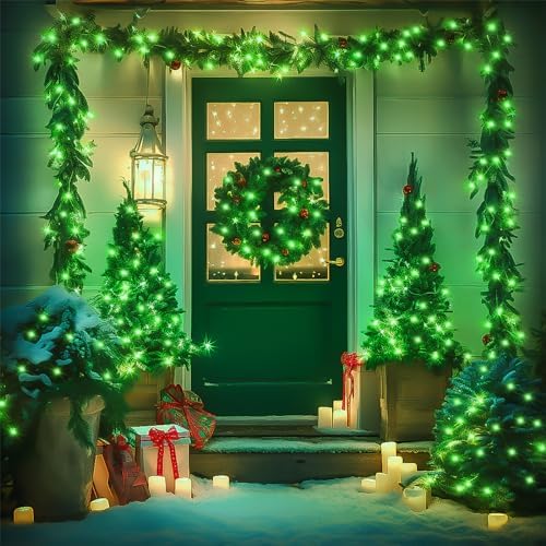 JMEXSUSS 91.5ft Connectable 250 LED Green Christmas String Lights Indoor