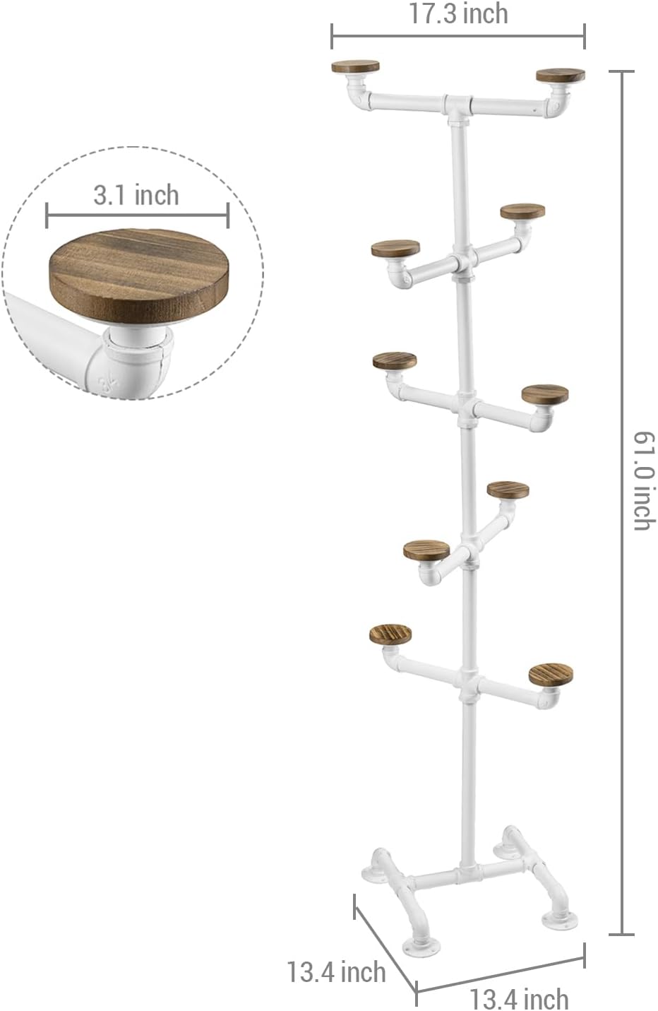 MyGift Hat Organizer Rack, Freestanding Baseball Cap Holder Display, Cowboy Hat Tree Entryway, Decorative Pipework