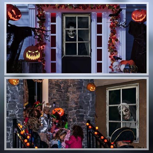 Newwiee 2 Pcs Scary Halloween Curtain Window Silhouette Cover, Monastery