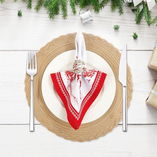 Christmas Tree Cotton Cloth Napkins, Farmhouse, 18×18 in, Set of 4