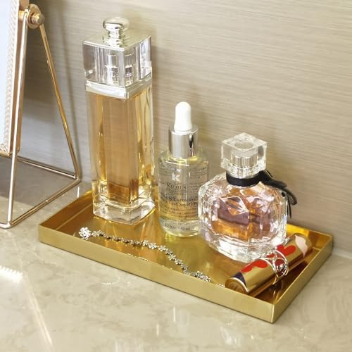 Metal Vanity Tray Lettering / Sanding Gold / 8 x 4.1 x 0.6