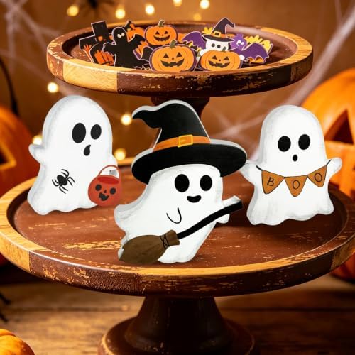 3Pcs Halloween Table Decorations Indoor, Farmhouse Cute Ghost Decor