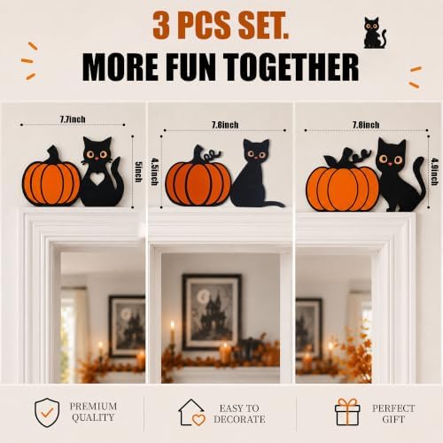 Black Cat Pumpkin Door Frame Decor, Halloween Decorations Indoor