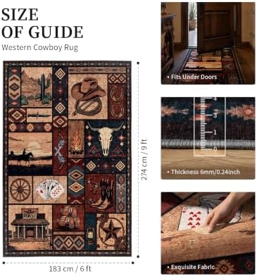 YIHOUSE 6x9 Western Cowboy Area Rugs for Living Room
