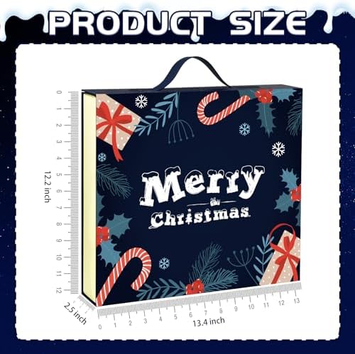 Christmas Advent Calendar, Empty Advent Calendar to Till Yourself, 24 Days Christmas Countdown Box, Reusable Empty Gifts Boxes, Xmas Gifts for Boys Girls Teens Adults