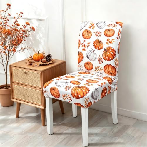 Fall Pumpkin Chair Covers Set of 4 for Dining Home Party Decor