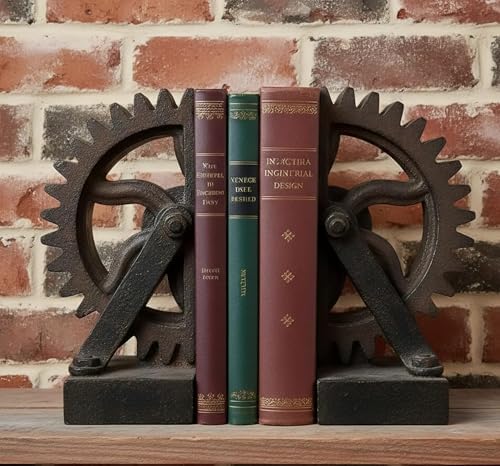 Industrial Gear Decorative Bookends / Wheel Gear / 10.5 Inch