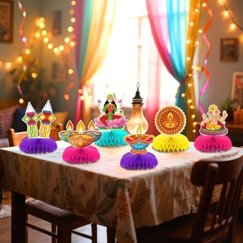 10Pcs Diwali Honeycomb Centerpieces for Indian Party Decoration