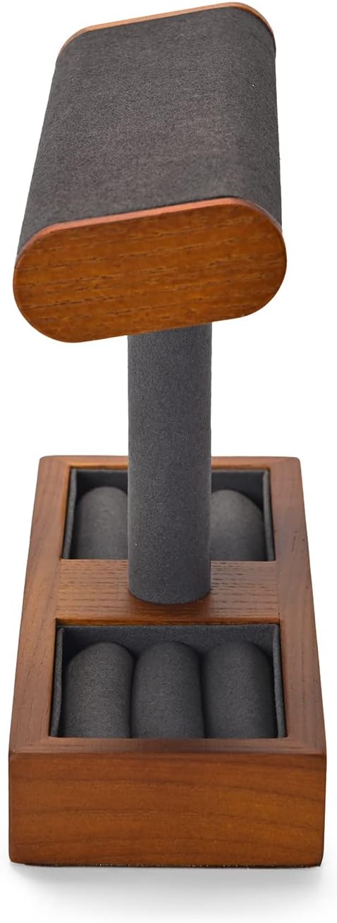 Oirlv Solid Wood Watch Stand,Watch Organizer Holder for Men(Grey)