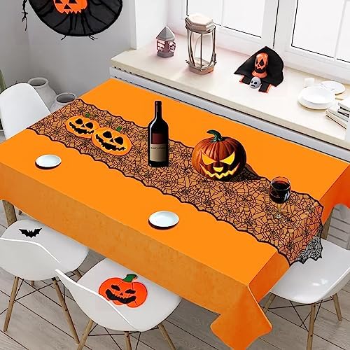 Halloween Decorations Table Runner - Black Lace Spider Web Table Runners for Halloween Table Decor, 18 X 72 Inch Halloweens Lace Table Runner for Halloweens Party Home Kitchen Dinner Decoration Indoor