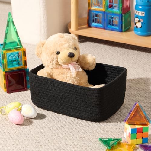 Woven Rope Baskets / L11.5xw7.5xh4.7 / Black / Set of 3