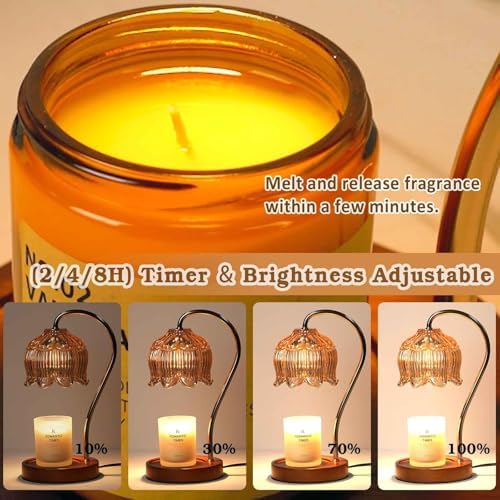 Funistree Flower Candle Warmer Lamp with Timer, Dimmable Candle Lamp Warmer, Christmas Birthday Gifts for Women Mom