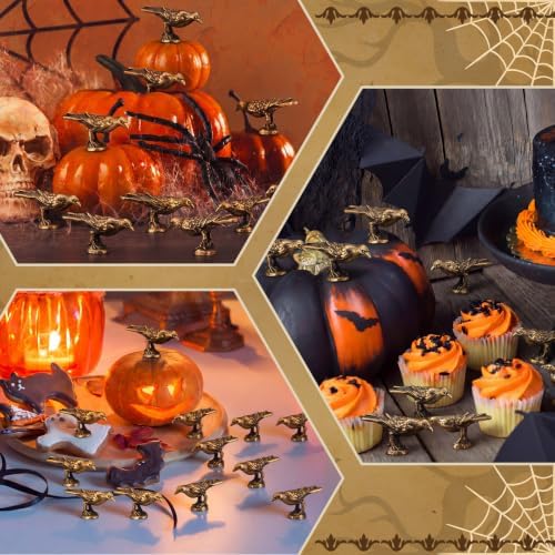 Civaner 50 Pcs Halloween Mini Brass Figurine Miniature, Crow