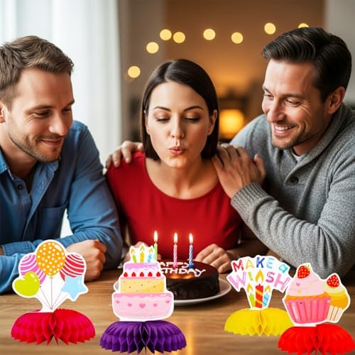 9 Pcs Happy Birthday Decorations Honeycomb Table Decoration Centerpieces