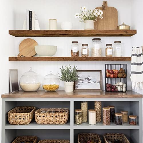 QEEIG Extra Long Floating Shelves for Wall (Brown, Set of 2, 47.2")