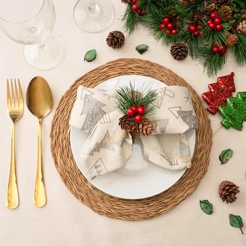 Blue Needles Buffalo Plaid Cloth Napkins 100% Cotton Set of 12-18" x 18"