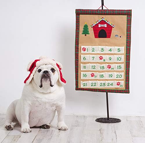 Dog Advent Calendar by Pockets of Learning | Interactive Canine Dog Countdown | Festive Pet Christmas Holiday Décor | Pet Seasonal Fabric Cloth Wall Hanging Décor