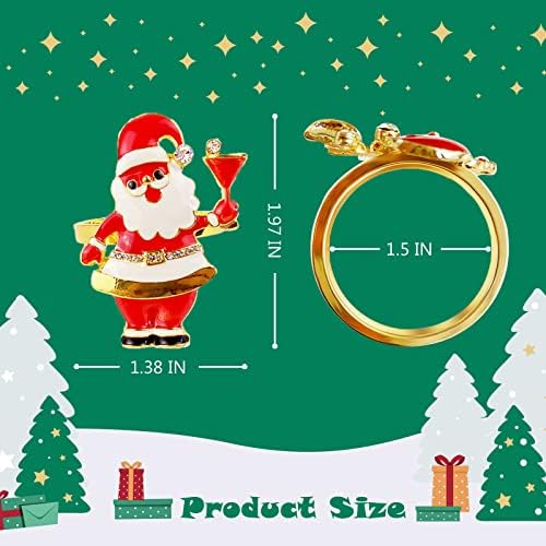 wonlex Xmas Napkin Rings Set of 6, Father Chirstmas Napkin Ring for Wedding, Thanksgiving Day, Family Gatherings, Birthday and Dinner Party (Santa Claus)