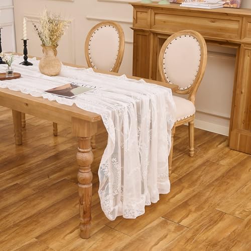 White Lace Tablecloth, Vintage Rectangular Table Cloth 70”x55”