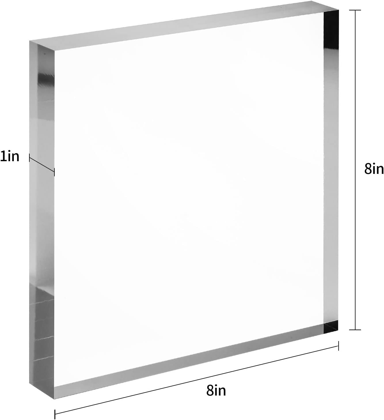 CiaoHER 8in Square Acrylic Cube Display Block, 1in Thickness | Clear Polished, Pedestal Stand Riser, Solid Base, 8" x