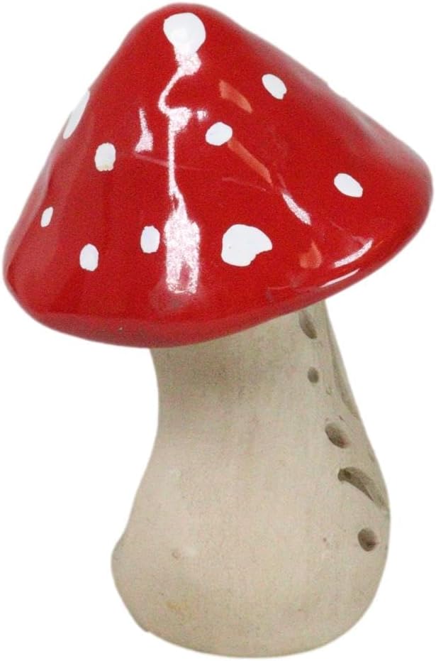 Whimsical Cottage Wicca Witchcraft Magic Toadstool Mushroom Ceramic Votive Tea / Red / Set of 2