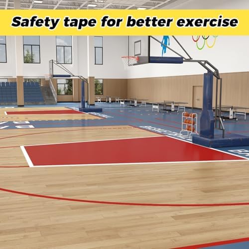 SWRT 2" x 110FT Red Floor Marking Tape and Dance Splicing Tape, Caution Gym Floor Tape Warning Safety Stripe Tape for Floor Marking, Athletics, School, Restaurants, Equipment and More