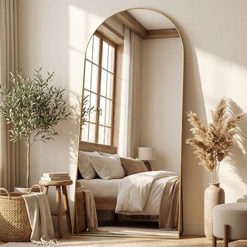 Antok 76" x34” Arched Full Length Mirror, Floor Mirror with Stand,Gold