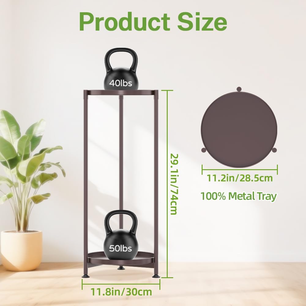 iDavosic.ly 2 Tier Metal Plant Stand Indoor Outdoor, 29 Inch Tall, Bronze | Vertical Flower Display Holder for 11''