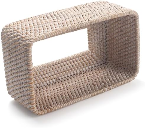 Rattan Tissue Box Cover / Whitewash