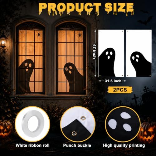 Mindsoft 2 Pcs Halloween Boo Silhouette Window Decor