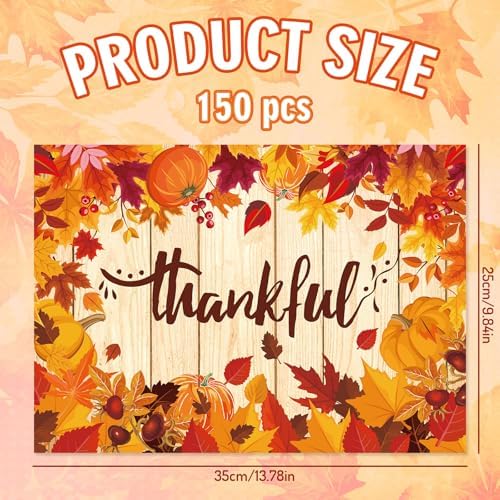 Whaline 150 Pcs Fall Paper Placemats Maple Leaves Pumpkin Dinner Mats Autumn Thanksgiving Disposable Table Mats for Party Table Setting