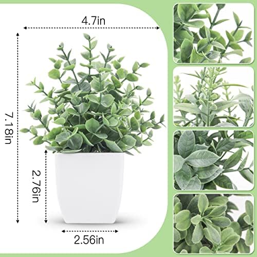 Der Rose 4 Pack 7" Mini Fake Plants, Artificial Plants for Bathroom Decor