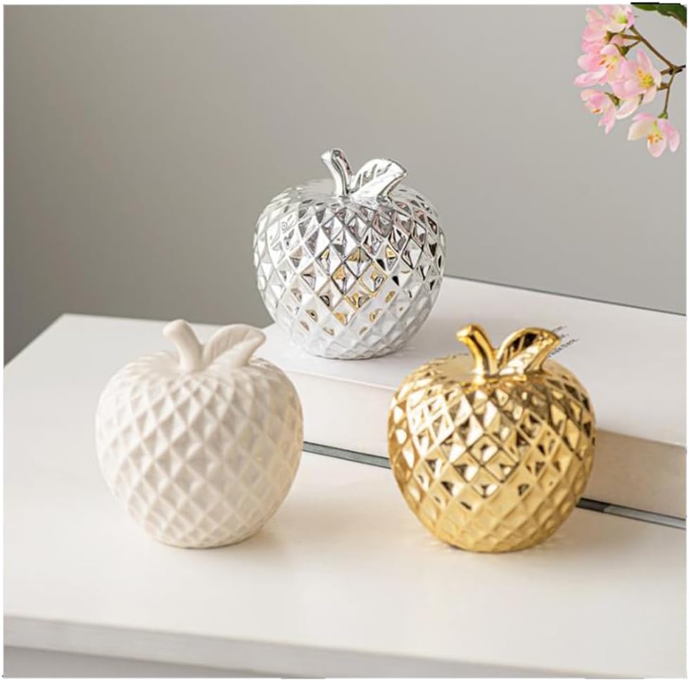 Ceramic Fruit Ornament Artificial Fruit Statue Decorative Fruit Figurine Portable Table / Silver