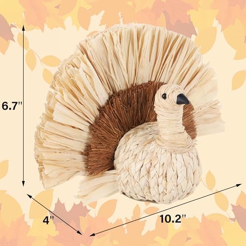 winemana Thanksgiving Turkey Decor Straw Turkeys, 6.7" Tall