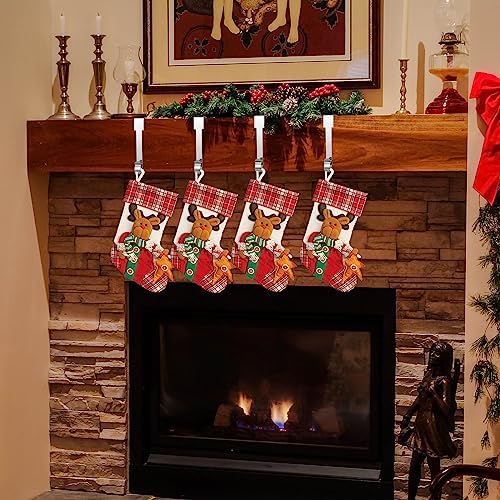 ARCHCRTC 6 Pcs Christmas Stocking Holders Mantel Hook Hangers Fireplace Hooks Hanger Christmas Stocking Hook Fireplace Hanger Grip for Christmas Party Decorations (Silver, 6)