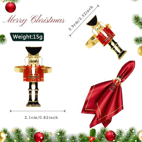 Christmas Nutcracker Napkin Ring Set of 6 for Holiday Dinner Decor