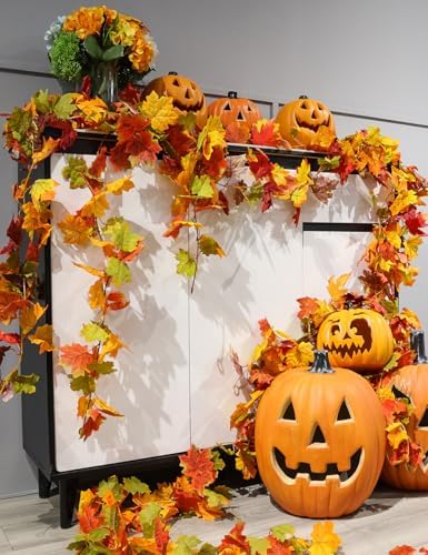 WOHOHOHO 6 Pack Fall Garland Maple Leaf Decorations, 5.9 Ft 72 Leaves Each