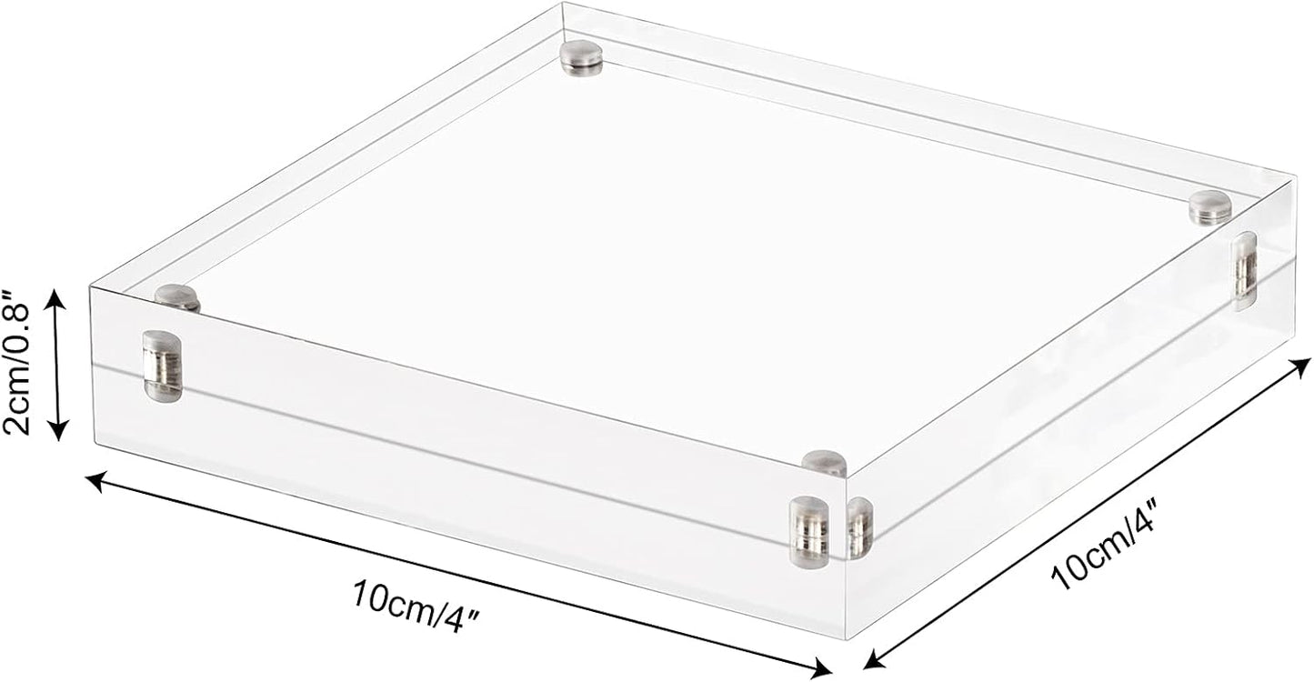 AMEITECH 4x4 Acrylic Picture Frame, Clear Double Sided Block Acrylic Photo Frames, Desktop Frameless Magnetic Photo